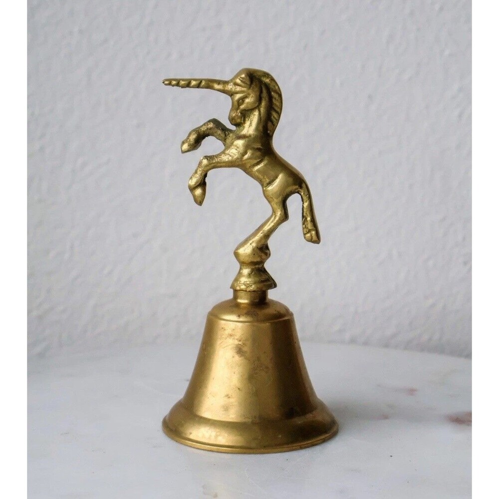 Vintage Brass Unicorn Bell Patina Kitchen Dinner Bell Or Home Décor